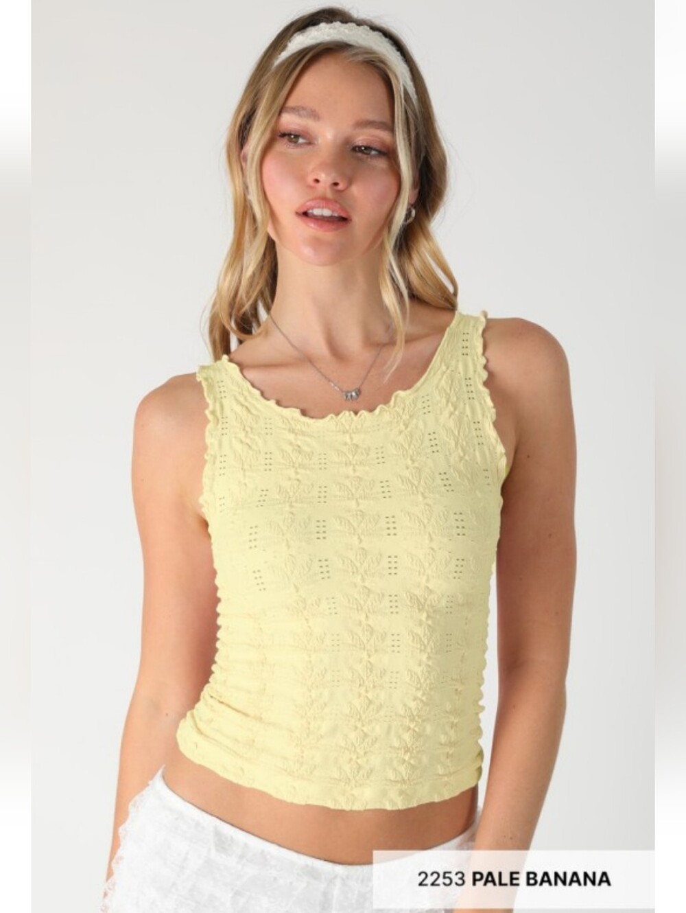 LAST ONE 🍌 Pale Banana Floral Edge Top